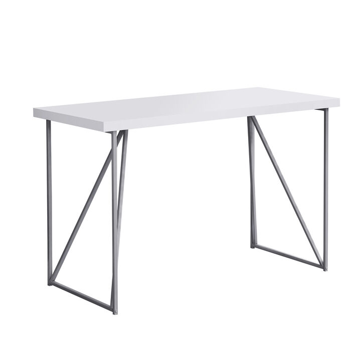Monarch Specialties I 7376 Computer Desk, Home Office, Laptop, 48"L, Work, Metal, Laminate, White, Grey, Contemporary, Modern