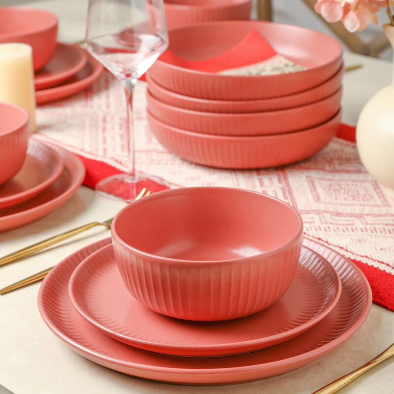 Stone Lain Logan Stoneware 16 Piece Dinnerware Set with Pasta Bowls