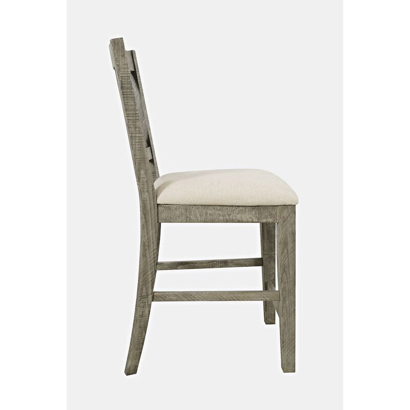 Jofran Telluride Rustic Farmhouse Solid Wood Upholstered Counter Stool (Set of 2)