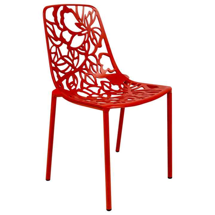 LeisureMod Devon Modern Indoor Outdoor Aluminum Dining Chair in Khaki Green