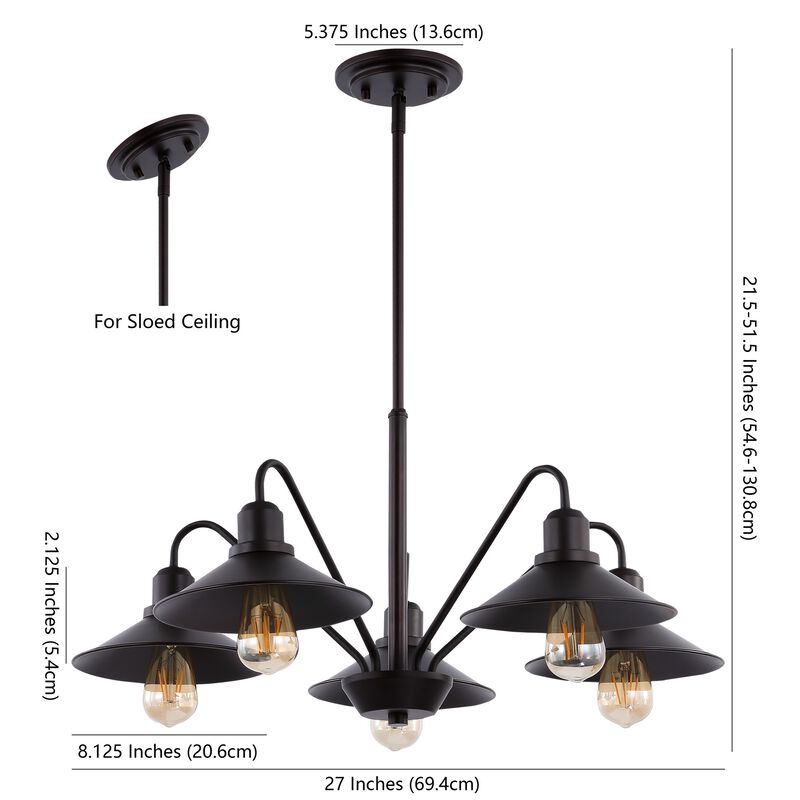 Cole 5-Light Metal Farmhouse Industrial LED Chandelier