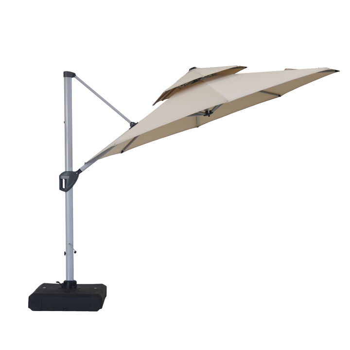 Mondawe 10ft Square Cantilever Patio Umbrella with Weighted Base Included