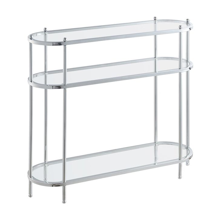Convenience Concepts Royal Crest 3 Tier Glass Oval Entryway Hall Table
