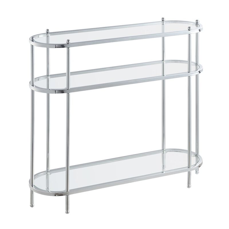 Convenience Concepts Royal Crest 3 Tier Glass Oval Entryway Hall Table