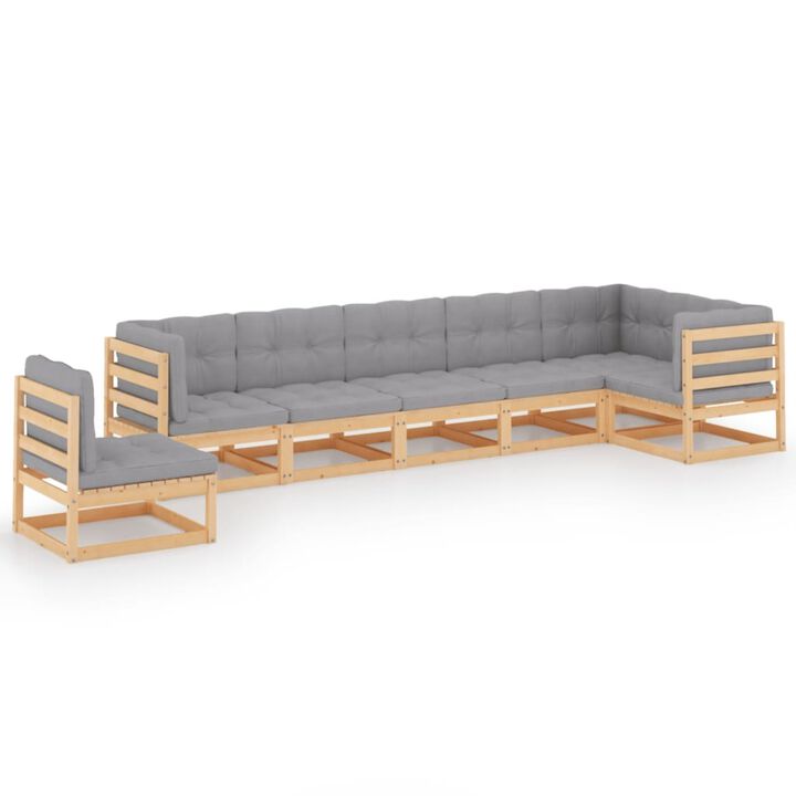vidaXL 7 Piece Garden Lounge Set with Cushions Solid Pinewood