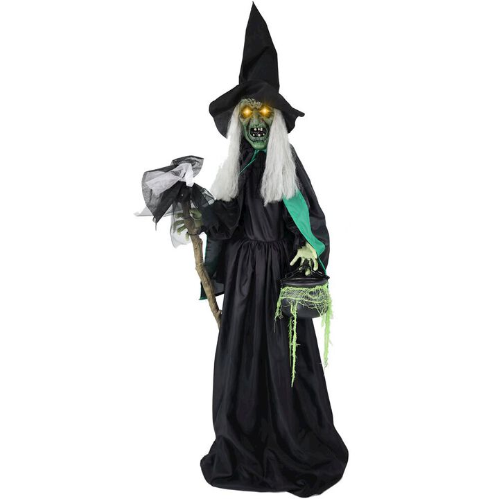 Haunted Hill Farm 6FT Anim Witch w/LED Cauldron