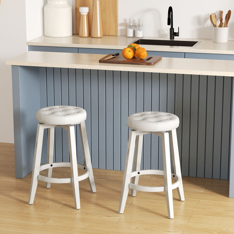 Set of 2 Upholstered Swivel Bar Stools with Padded Seats for Stylish Kitchen & Home Bar Seating