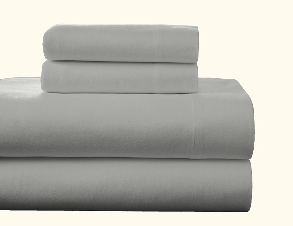 Pointehaven Superior Weight 175 GSM 100% Cotton White Solid Flannel Deep Pocket 3 pc Sheet Set, Twin