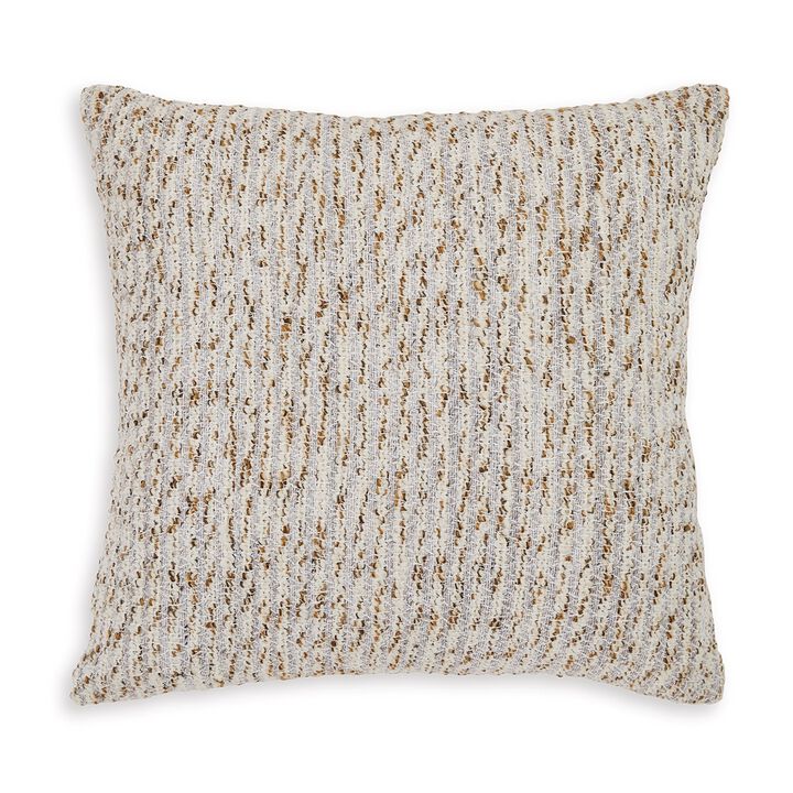 Lora 20 Inch Accent Pillow Set of 4, Textured Stripe Pattern, Ivory Gray -