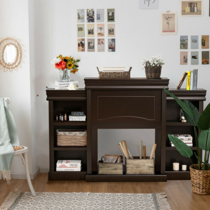 Modern Fireplace Media Entertainment Center with Bookcase