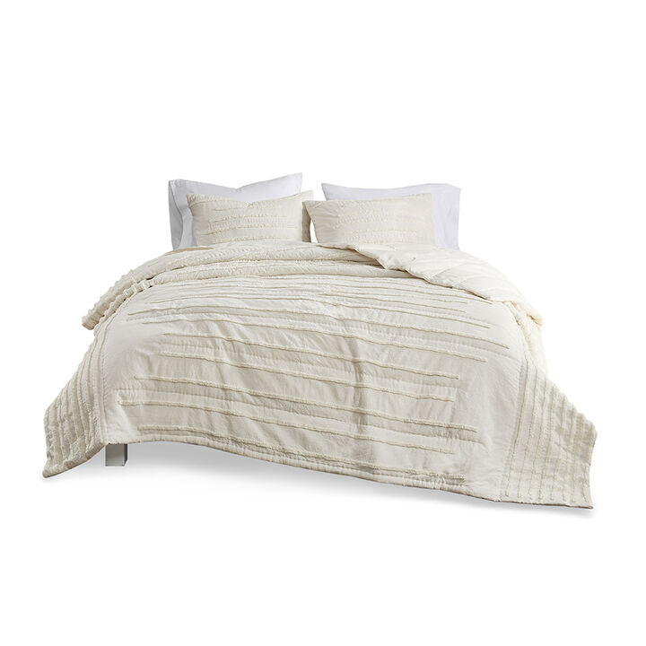Gracie Mills Sotelo Modern Chenille Trimmed Cotton Quilt Set