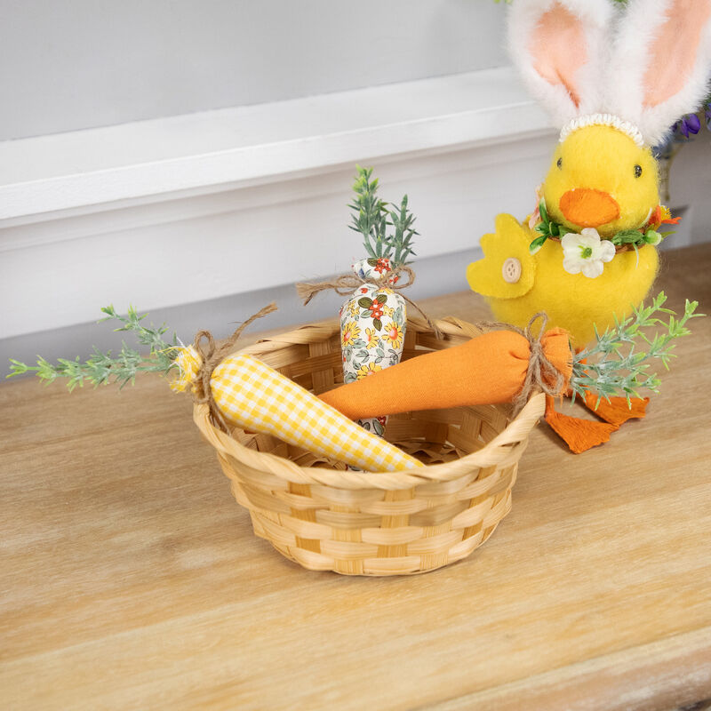Fabric Carrot Easter Decorations - 9" - Orange and Yellow - Set of 3