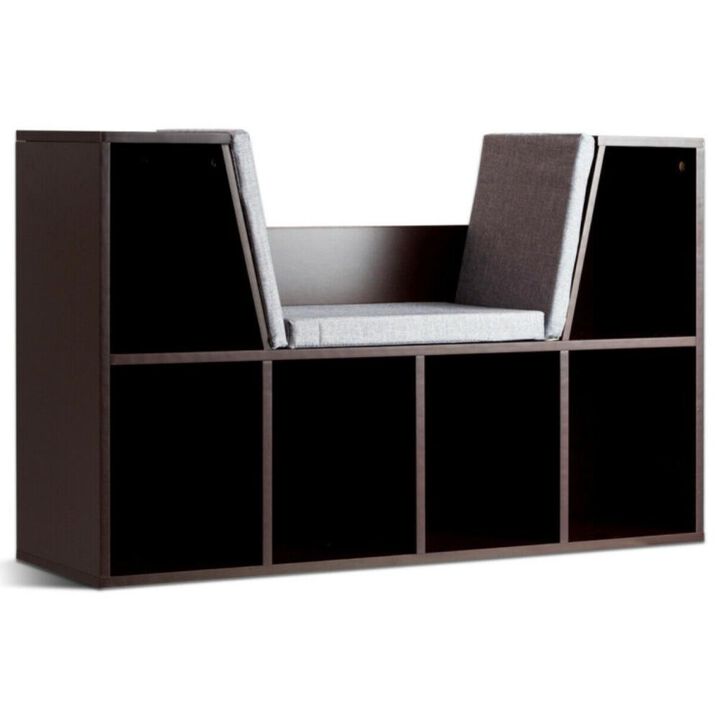 Hivvago 6-Cubby Kid Storage Bookcase Cushioned Reading Nook