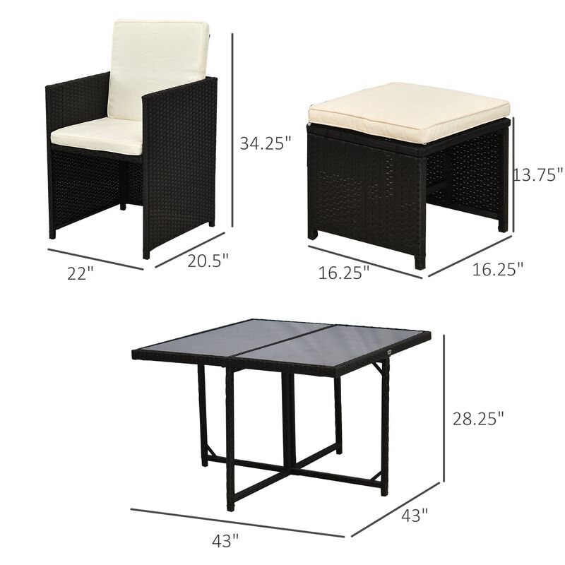 Complete Patio Set: 9-Piece Black Wicker Dining and Conversation Set