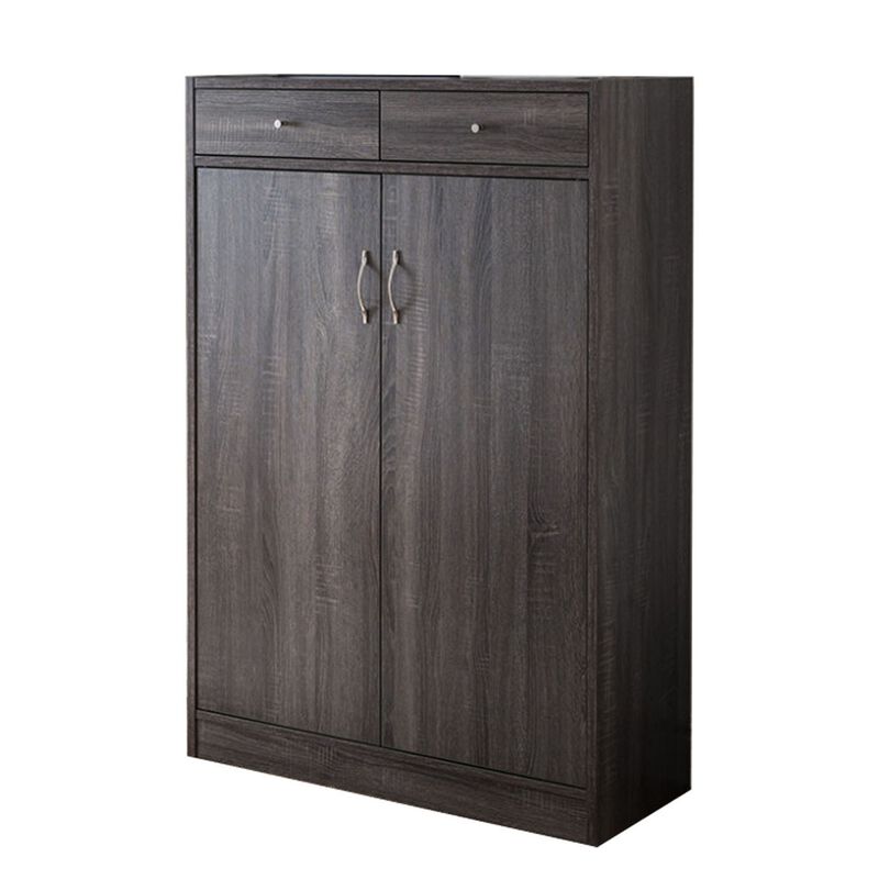 Shoe Cabinet With Spacious Storages, Gray-Benzara