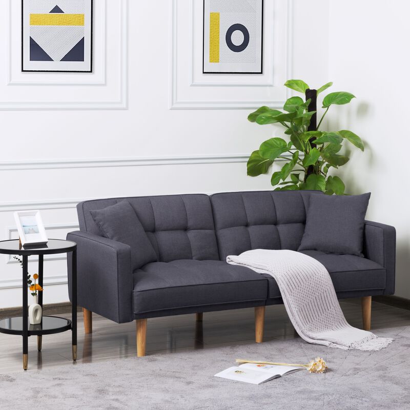 71.5 in. Dark Gray Polyester Twin Size Sofa Bed