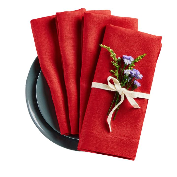 Solino Home 100% Pure Linen Dinner Napkins 20 x 20 Inch Set of 4 | Fete
