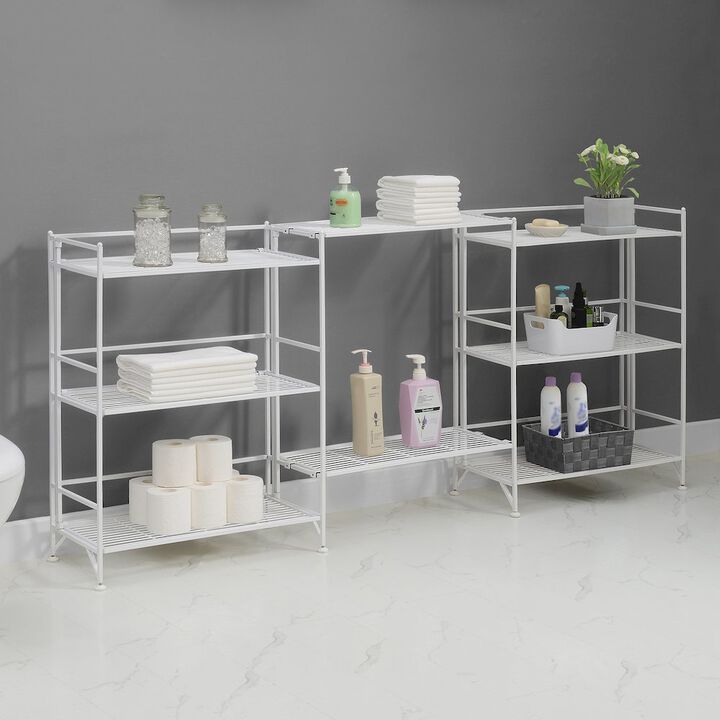 Convenience Concepts Xtra Storage 3 Tier Wide Folding Metal Shelves with Set of 2 Extension Shelves