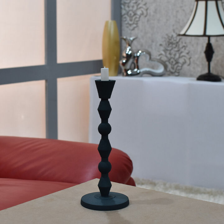Modern Handmade Aluminum Eco-friendly Geometric Forest Green Set Of One Pillar Candle Holder BBH Homes