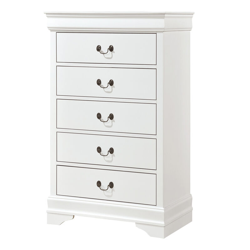 Fy Three Piece Full Size Bedroom Set, Modern Brass Metal Handles, Classic White - Benzara