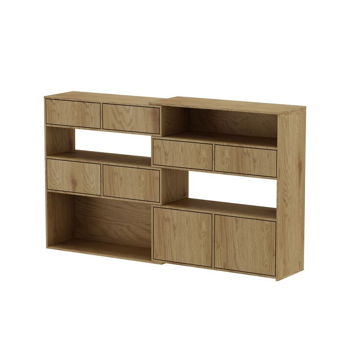 FUFU&GAGA Modern Wooden Pull-Out Drawer Cabinet, P2 MDF, Oak Finish (31.5" W x 35" H x 11.8" D), Oak