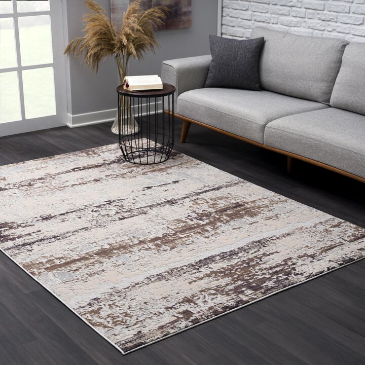 Vogue Contemporary Abstract Violet Beige Indoor Area Rug