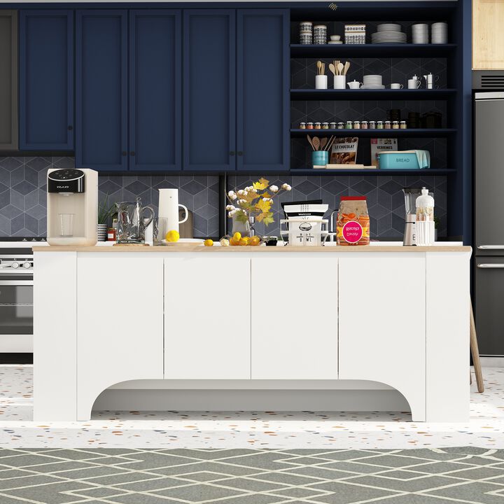 FUFU&GAGA Kitchen Sideboard with Shelves and 4 Cabinet Doors (78.6" W x 31.5" H x 15.7" D),White and Oak