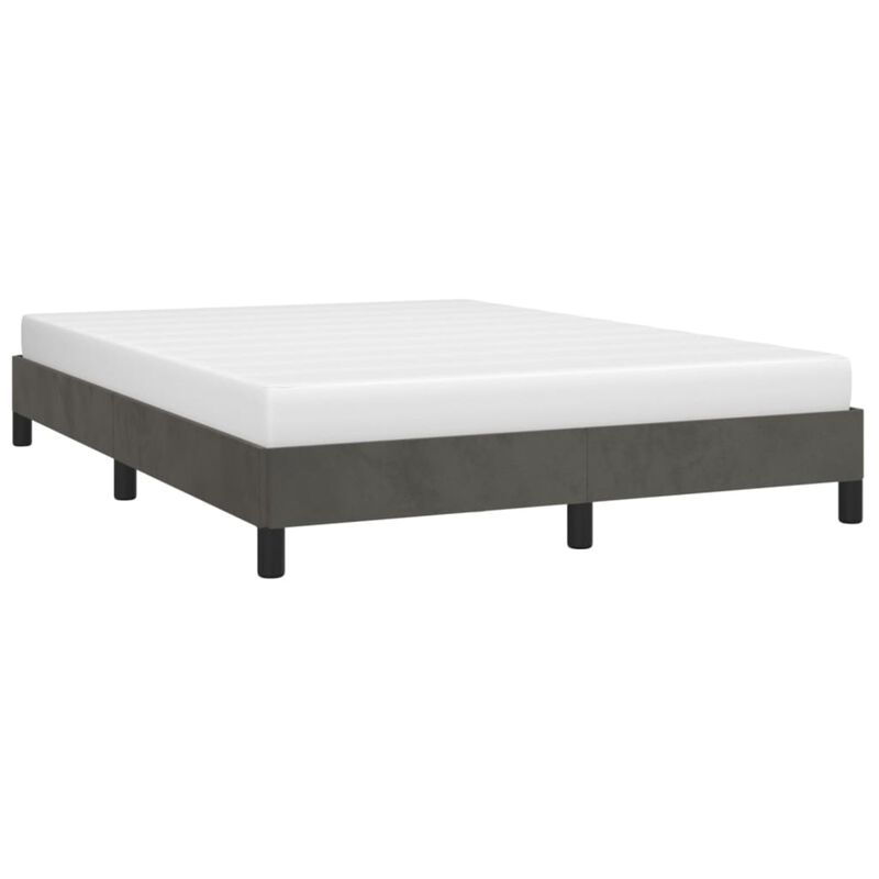 vidaXL Queen Size Dark Gray Velvet Upholstered Bed Frame | Sturdily Built with Engineered Wood | Modern Design and Easy to Assemble Sleep Furniture