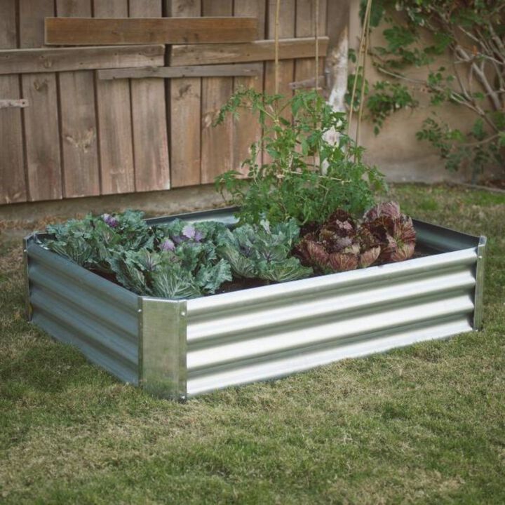 QuikFurn Industrial Farmhouse Steel Raised Garden Bed Metal Planter with Lining
