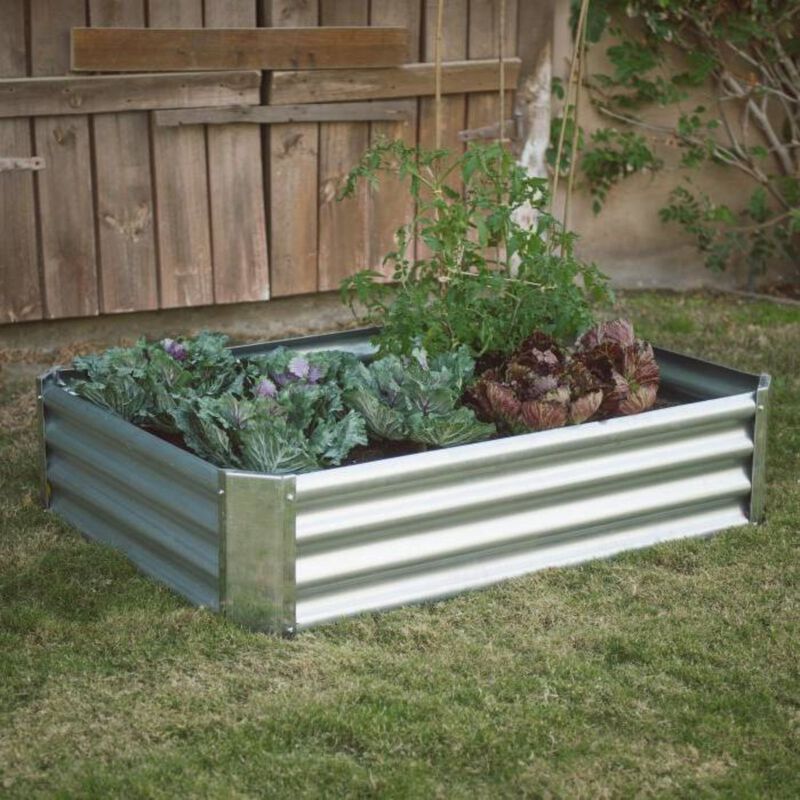 QuikFurn Industrial Farmhouse Steel Raised Garden Bed Metal Planter with Lining
