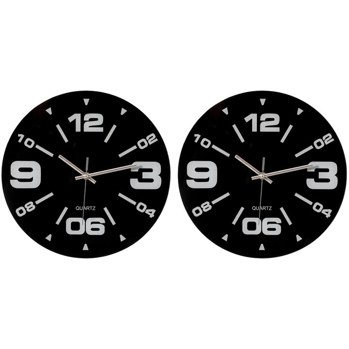 Set of 2 Black Wall Clocks