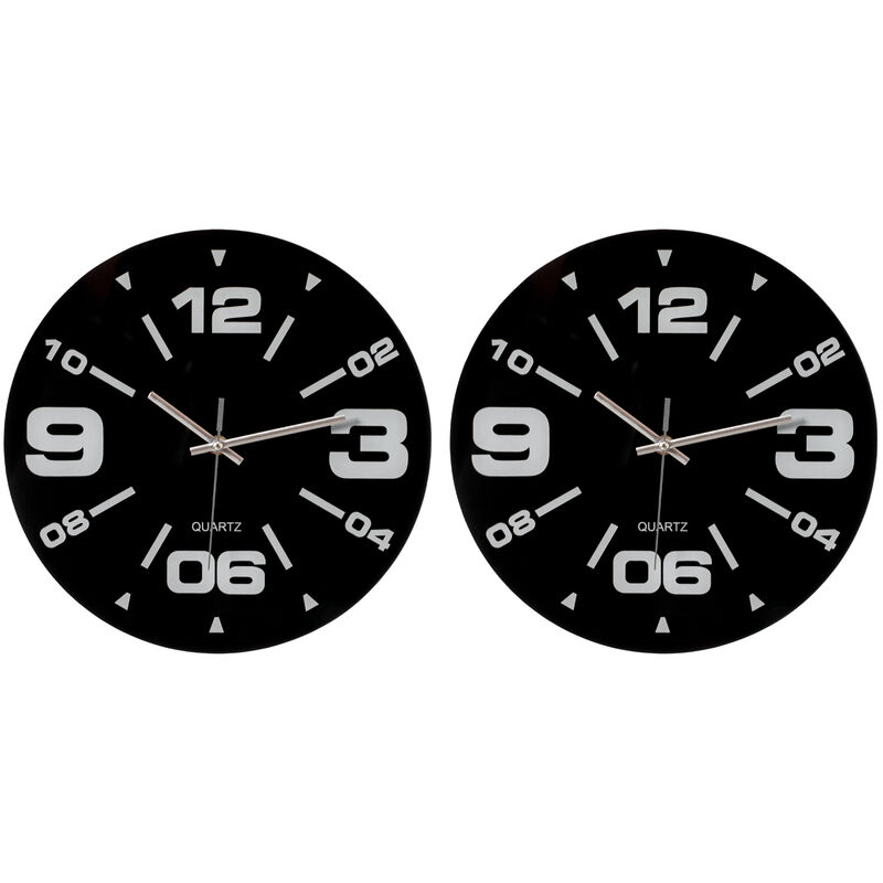Set of 2 Black Wall Clocks