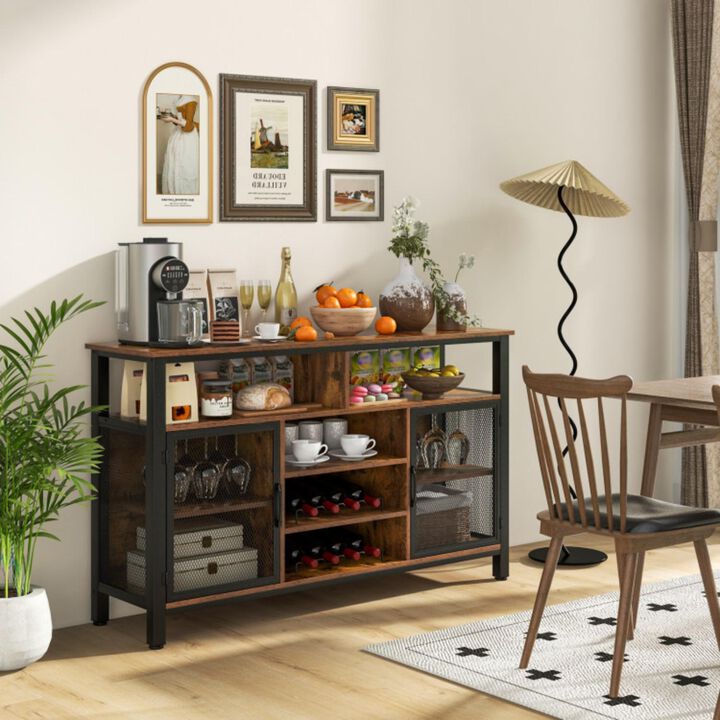 Hivvago 55-Inch Buffet Sideboard with 8-Bottle Wine Racks and Wine Glass Holders