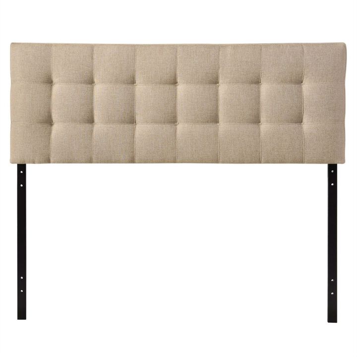 Hivvago King size Beige Fabric Upholstered Mid Century Style Headboard