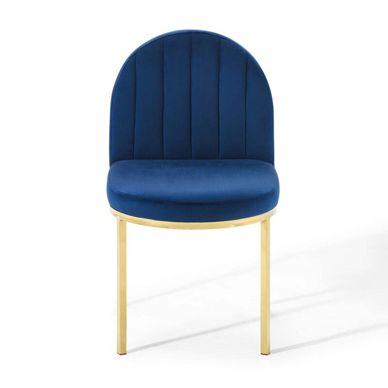 Modway Isla Channel Tufted Performance Velvet Dining Side Chair, Gold Navy