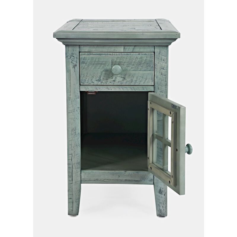 Jofran Inc. Rustic Shores Farmhouse USB Charging End Table with Storage, Surfside