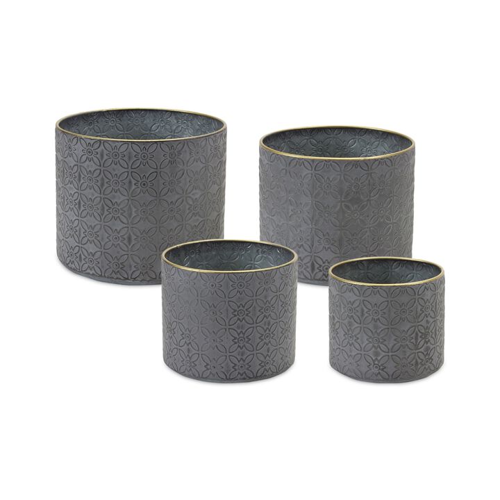 Ornate Geometric Metal Planter for Modern Plant Display and Home Décor (Set of 4)
