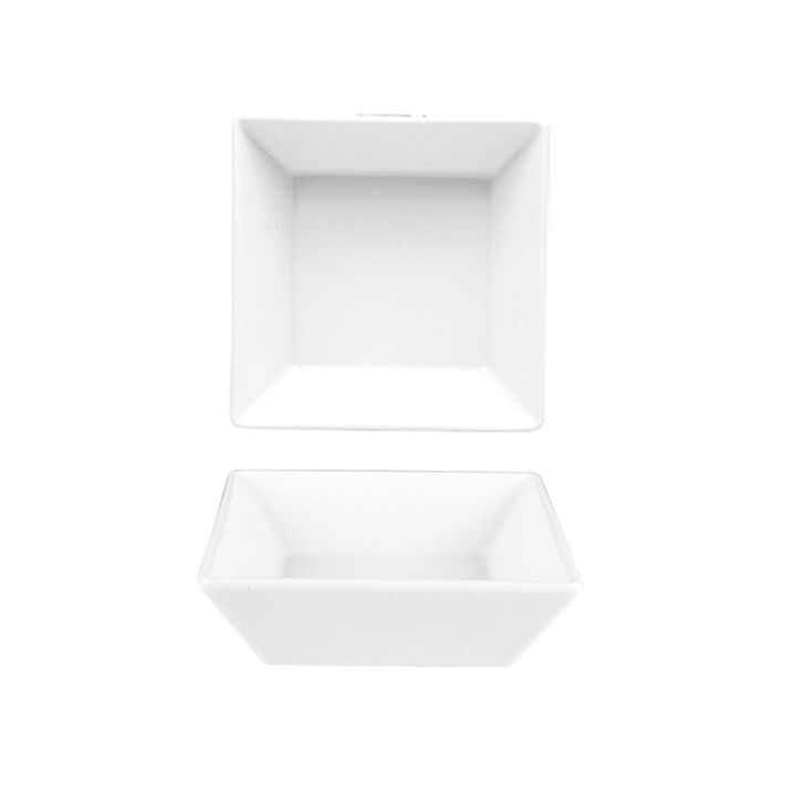 Porcelain Merid 5.5" x 5.5" x h:1.75" 14 oz. Square White Porcelain Bowl (Set of 4)