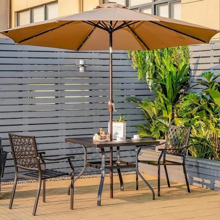 Hivvago Set of 2 Patio Dining Chairs with Curved Armrests and Reinforced Steel Frame