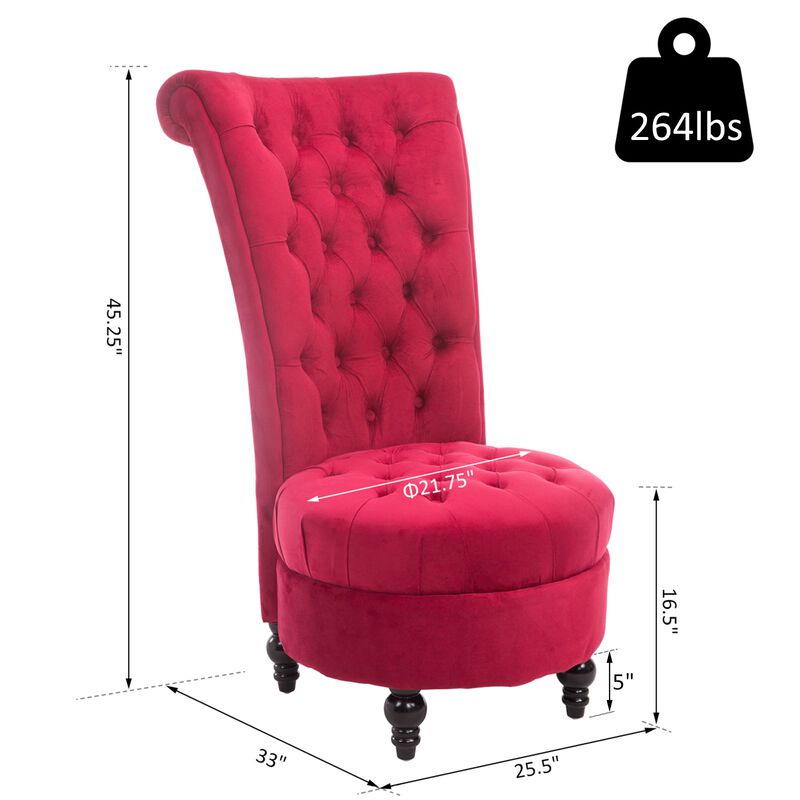 Crimson Throne: Retro High-Back Accent Chair with Button-Tufted Royal Design
