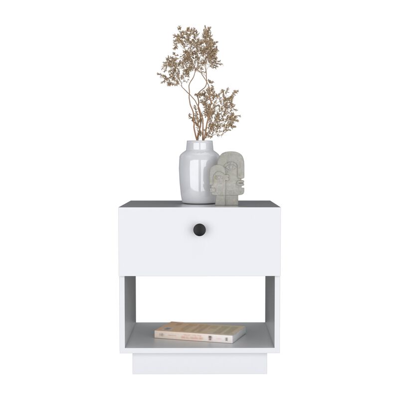 DEPOT E-SHOP Macon Single Drawer Nightstand with Open Storage Shelf