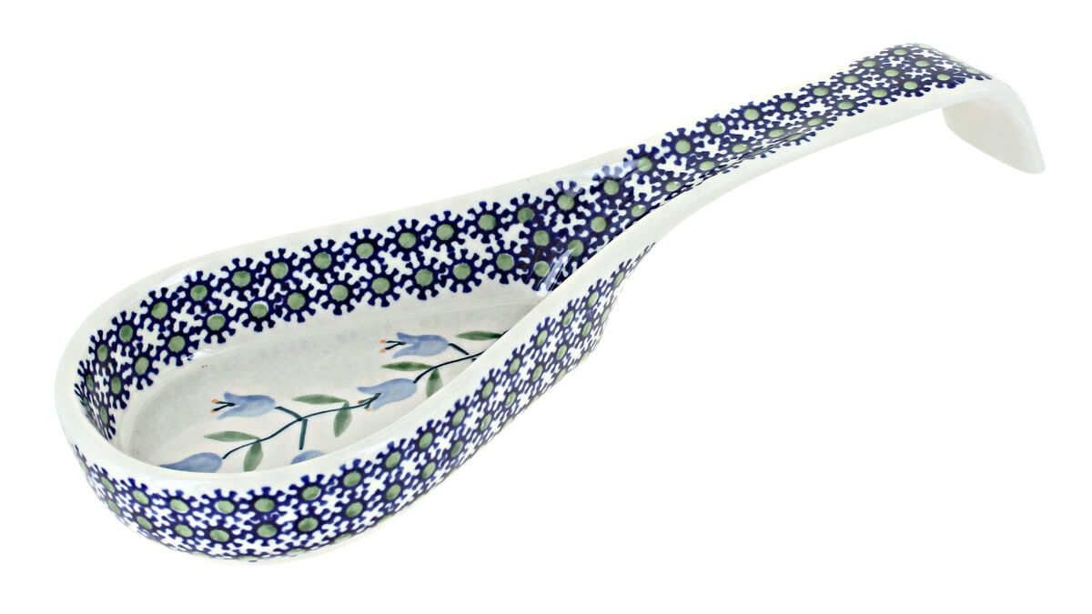 Blue Rose Polish Pottery Blue Violet Large Spoon Rest