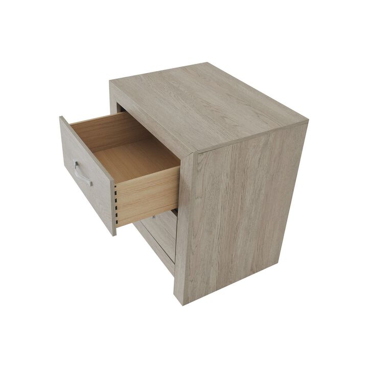 Ancy 24 Inch 2 Drawer Nightstand, Faux Diamond Inlay Handles, Natural Brown-Benzara