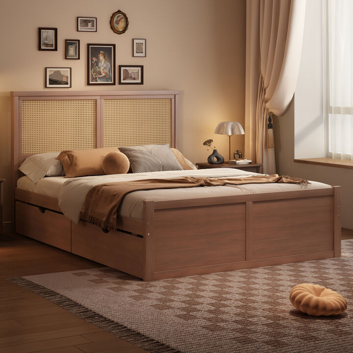 Merax Wood Storage Platform Bed with 4 Drawers