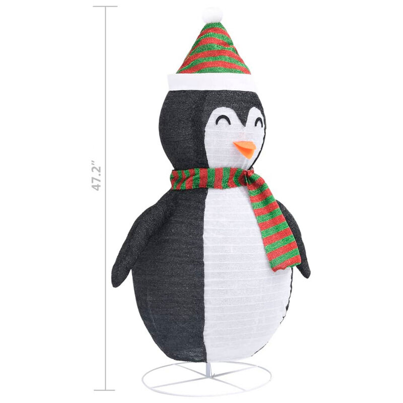 Mani Christmas Decor 4 ft Snow Penguin, 120 LED Light, White and Black - Benzara