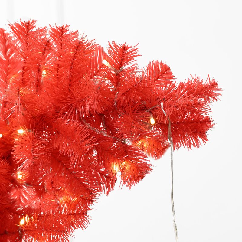 LuxenHome 5Ft Pre-Lit Artificial Tree with Santa Hat Treetop