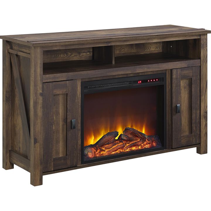 Farmington Electric Fireplace Space Heater TV Console for TVs up to 50", Rustic
