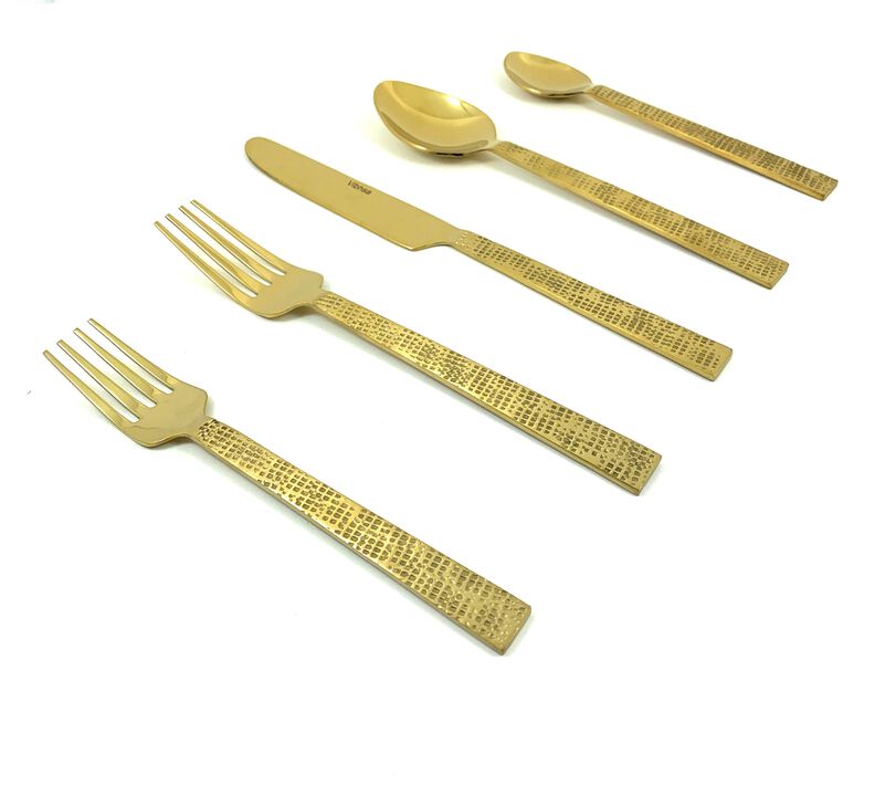 Rustic Golden Stainless Steel Flatware Set of 20 PC