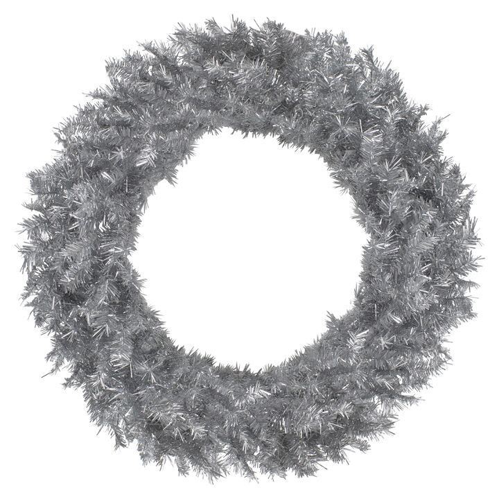 36" Silver Tinsel Artificial Christmas Wreath  Unlit