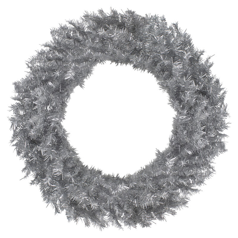 36" Silver Tinsel Artificial Christmas Wreath  Unlit